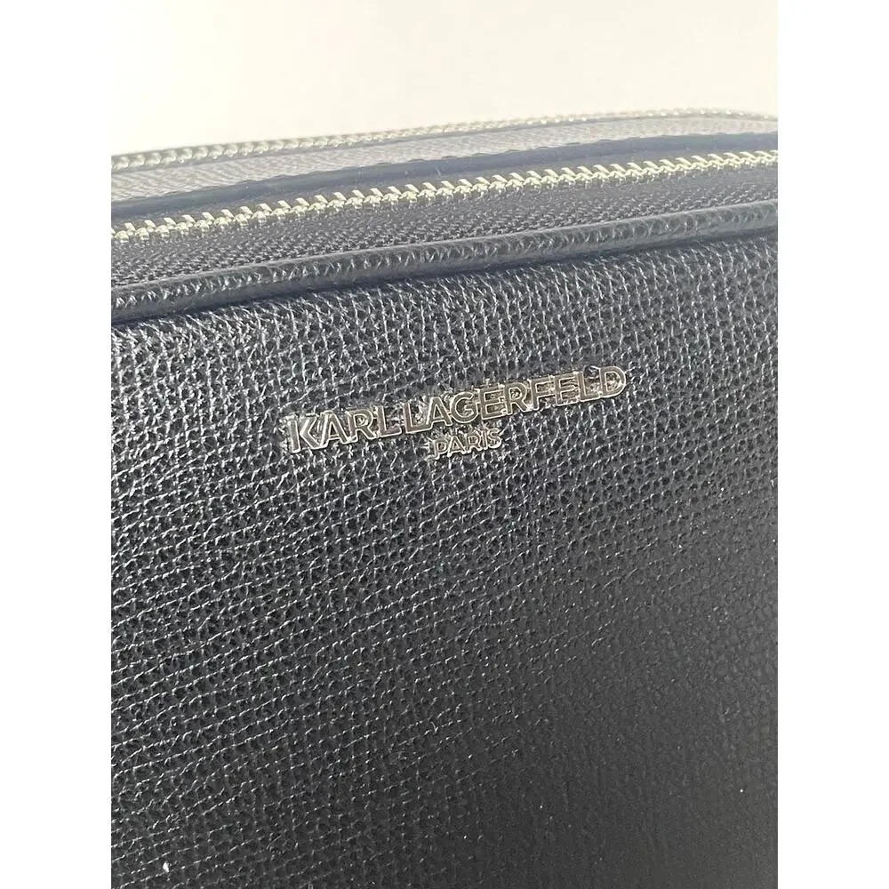 Karl Lagerfeld Paris Maybelle Camera Crossbody Bag Black Double Zip